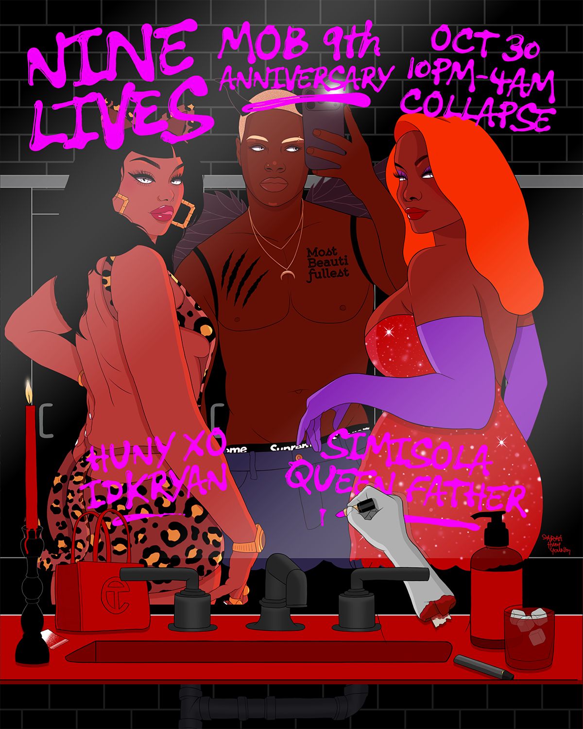 NINE LIVES event flyer
